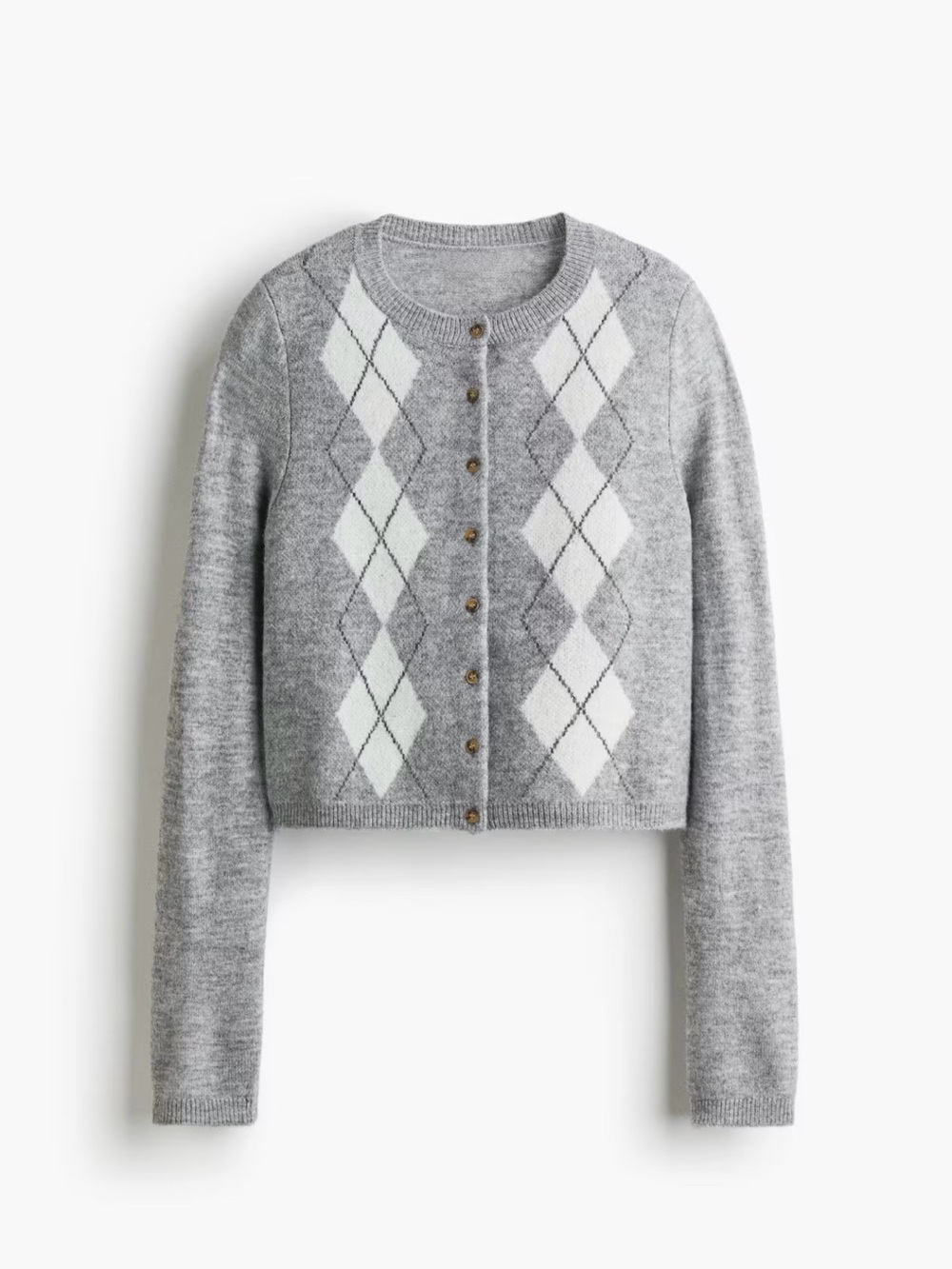 H&M Grey and White Button Up Cardigan